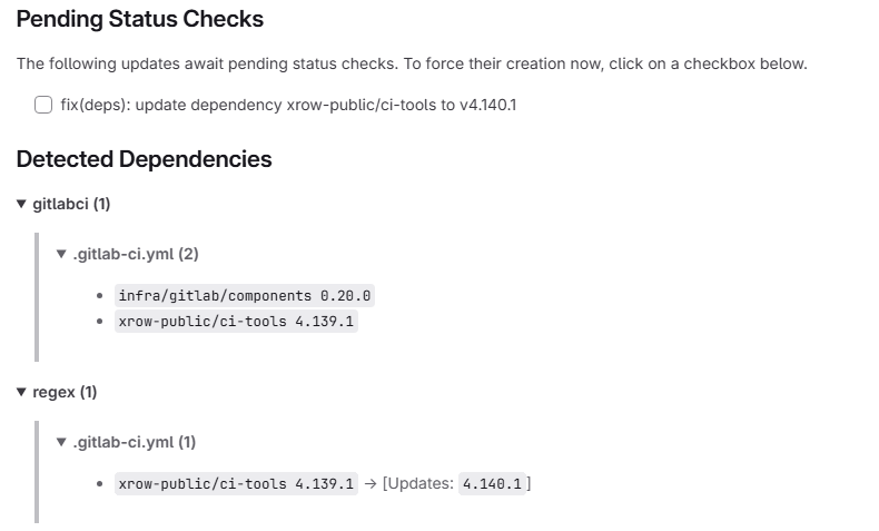 dependency dashboard